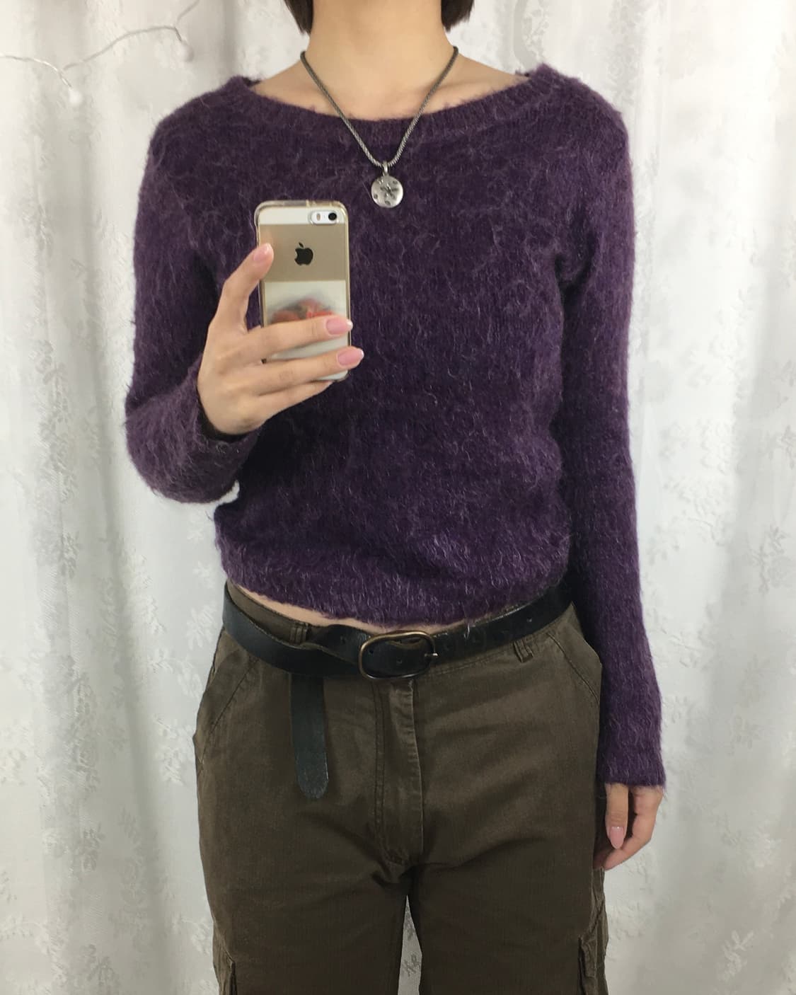 Rare City Purple Mohair Cropped Knit Top 상품이미지8