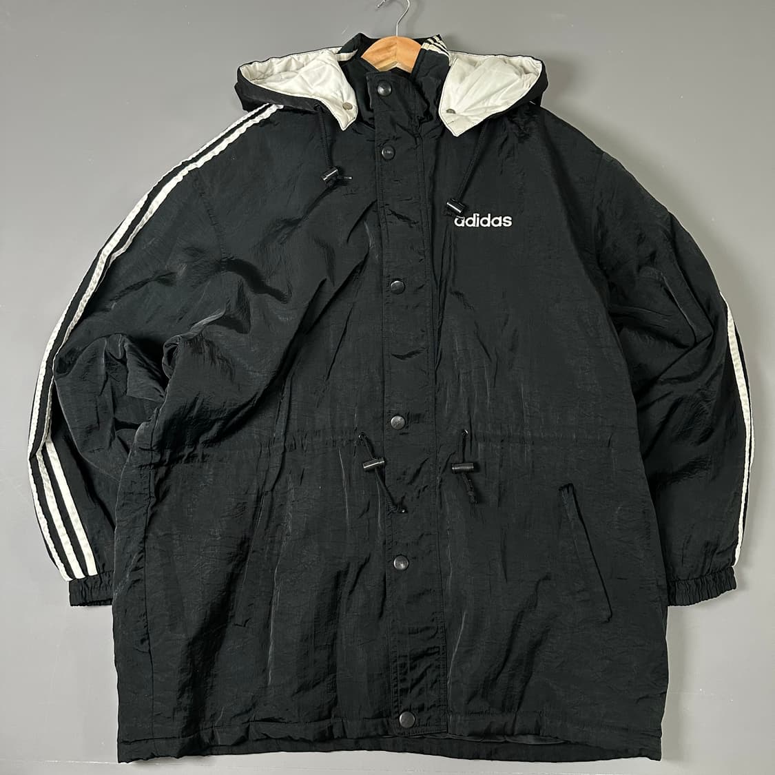 아디다스 후드 누빔 점퍼 바람막이 블랙 검흰 110 [011406] 상품이미지1