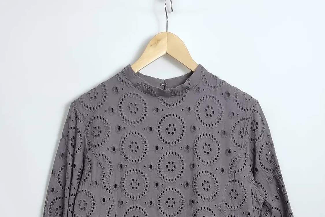 JPN 그레이 펀칭 코튼 원피스  상품이미지2