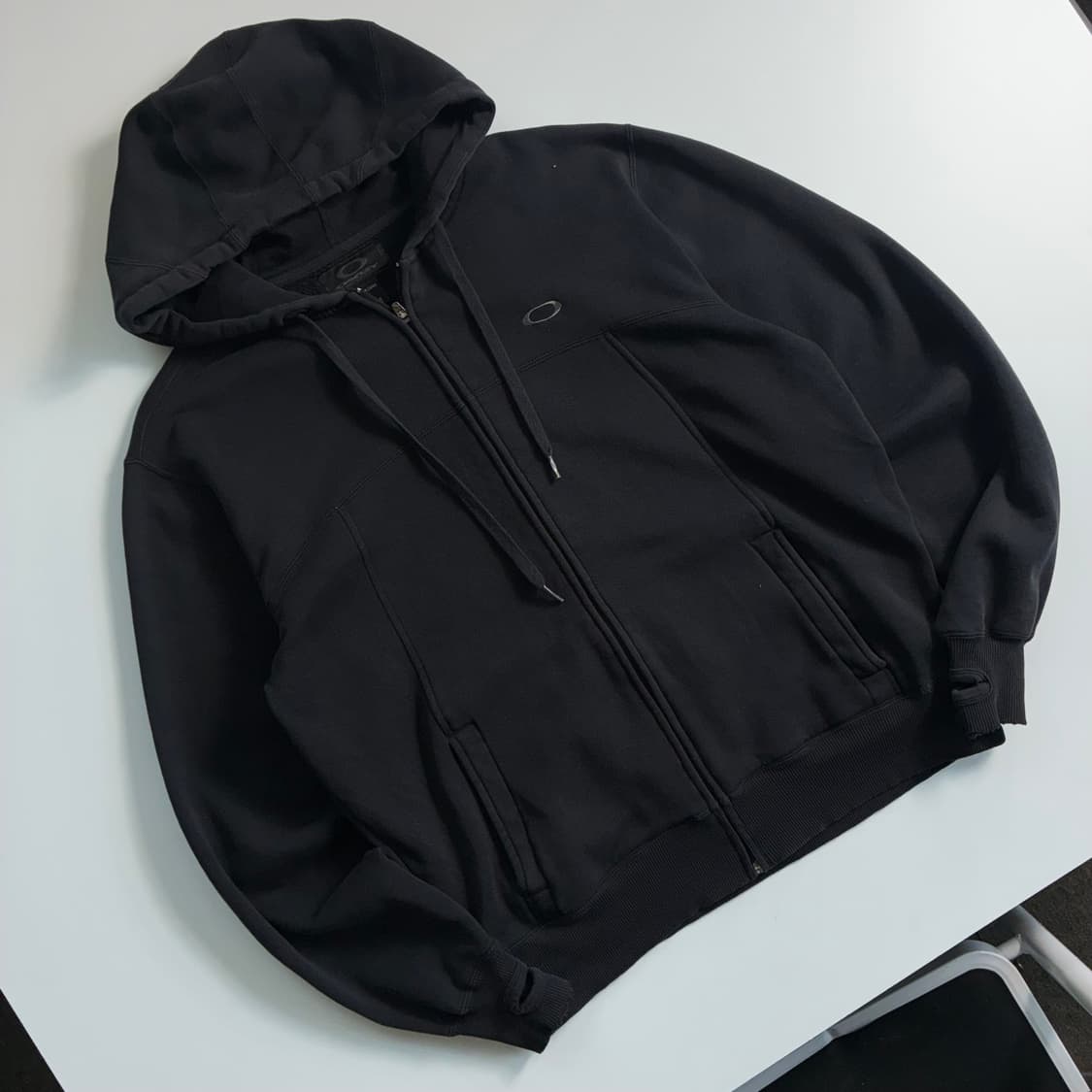 Oakely  오클리 자수 코튼 릴렉스 블랙 후드집업  상품이미지2