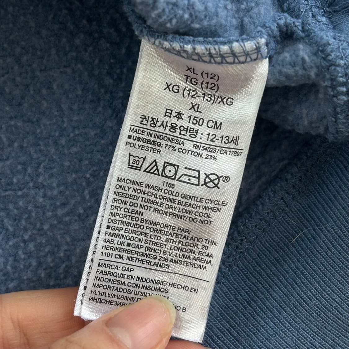 Gap 갭 스몰로고 블루 후드티 상품이미지6