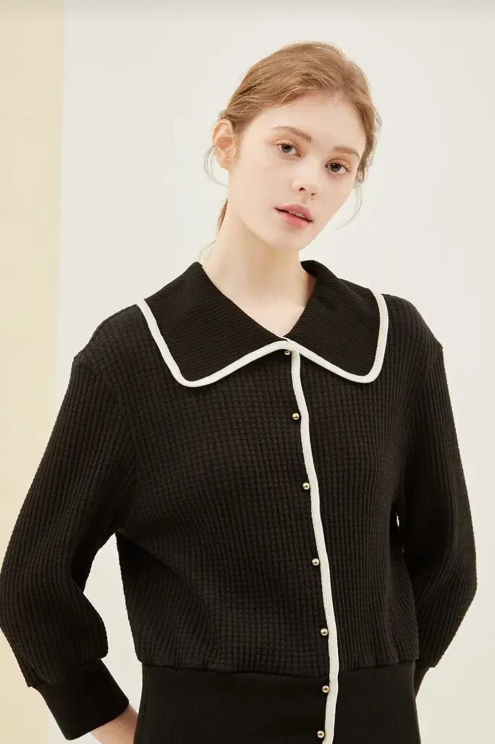 한섬 SJSJ 2022 배색 카라 골지 니트 82-94-160사이즈 상품이미지2