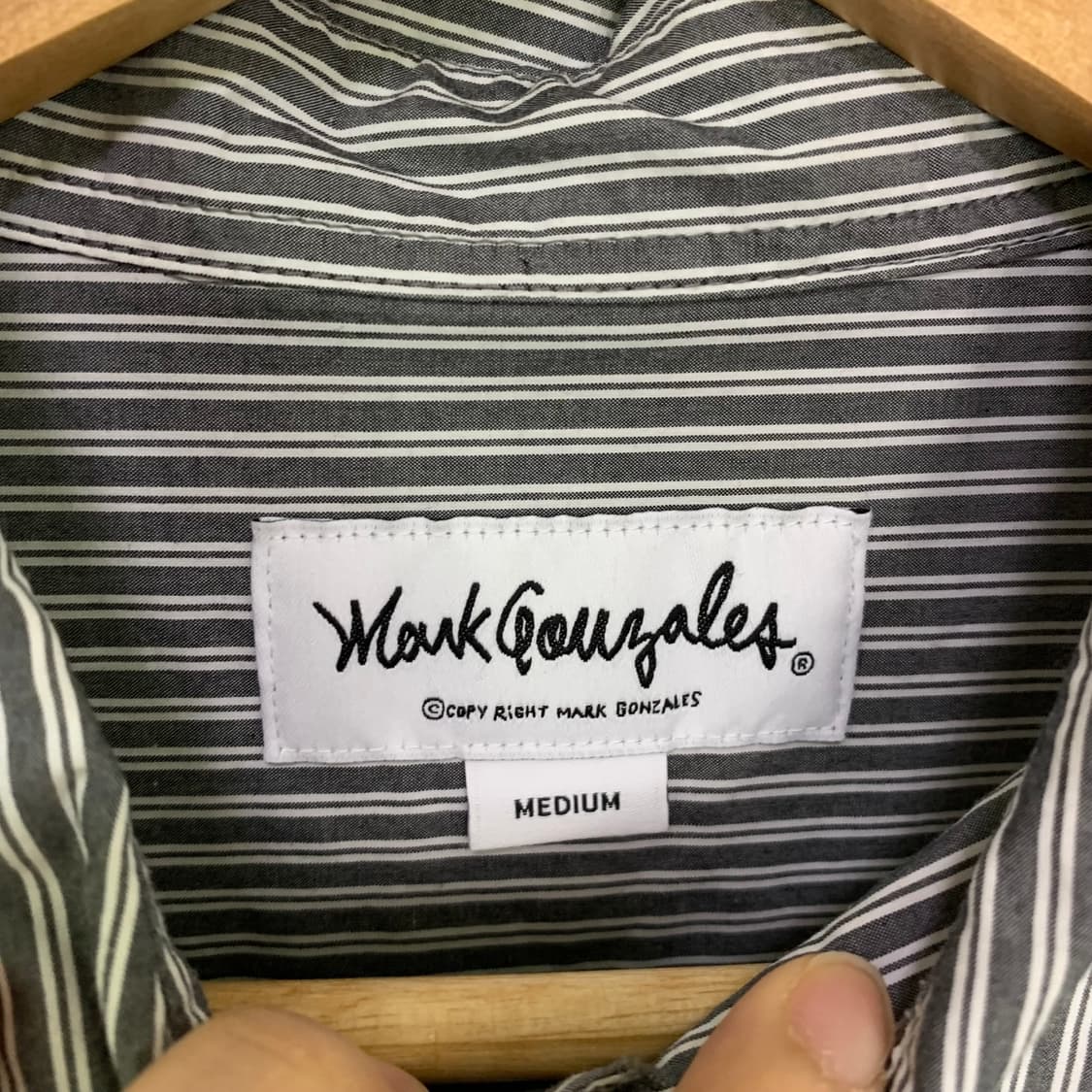 마크곤잘레스 베이직 스트라이프 무채색 셔츠 남성 M 상품이미지7