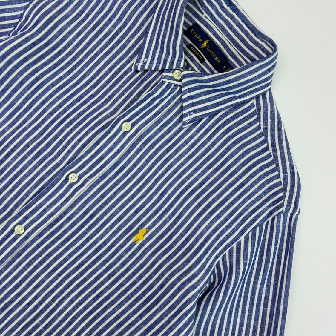 Polo 폴로 랄프로렌 신형 블루 스트라이프 린넨100% 셔츠 상품이미지3