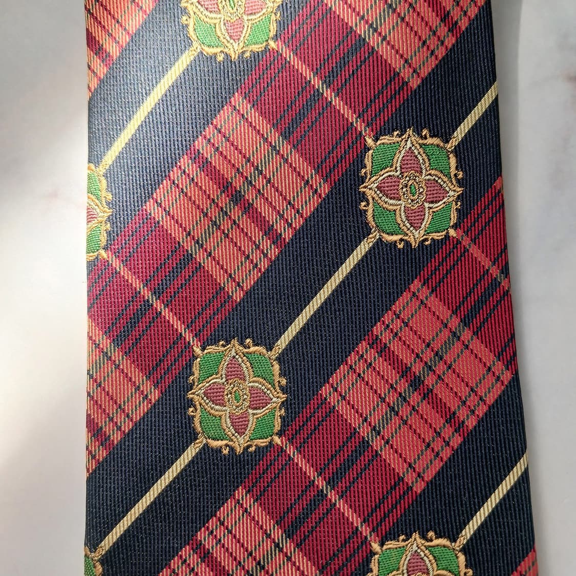 크리스찬 디올 실크 체크 패턴 넥타이 9.5cm A~A+등급 E741 상품이미지5