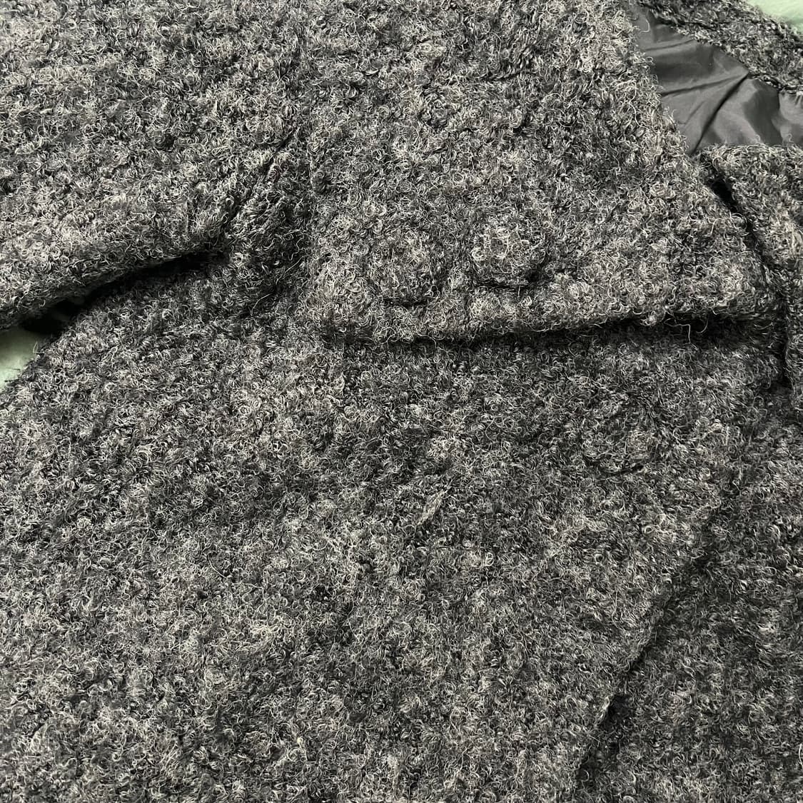 모리걸 갸루 데일리 빈티지 차콜 케이프숏 부클 자켓 코트 상품이미지5