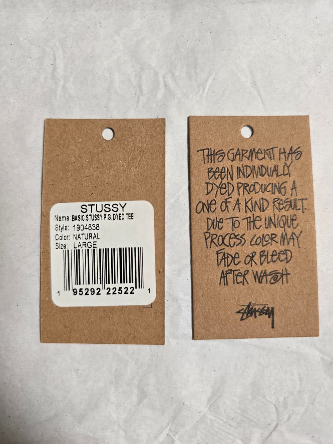 스투시 베이직 피그먼트 다잉 티셔츠 네추럴 L 상품이미지5