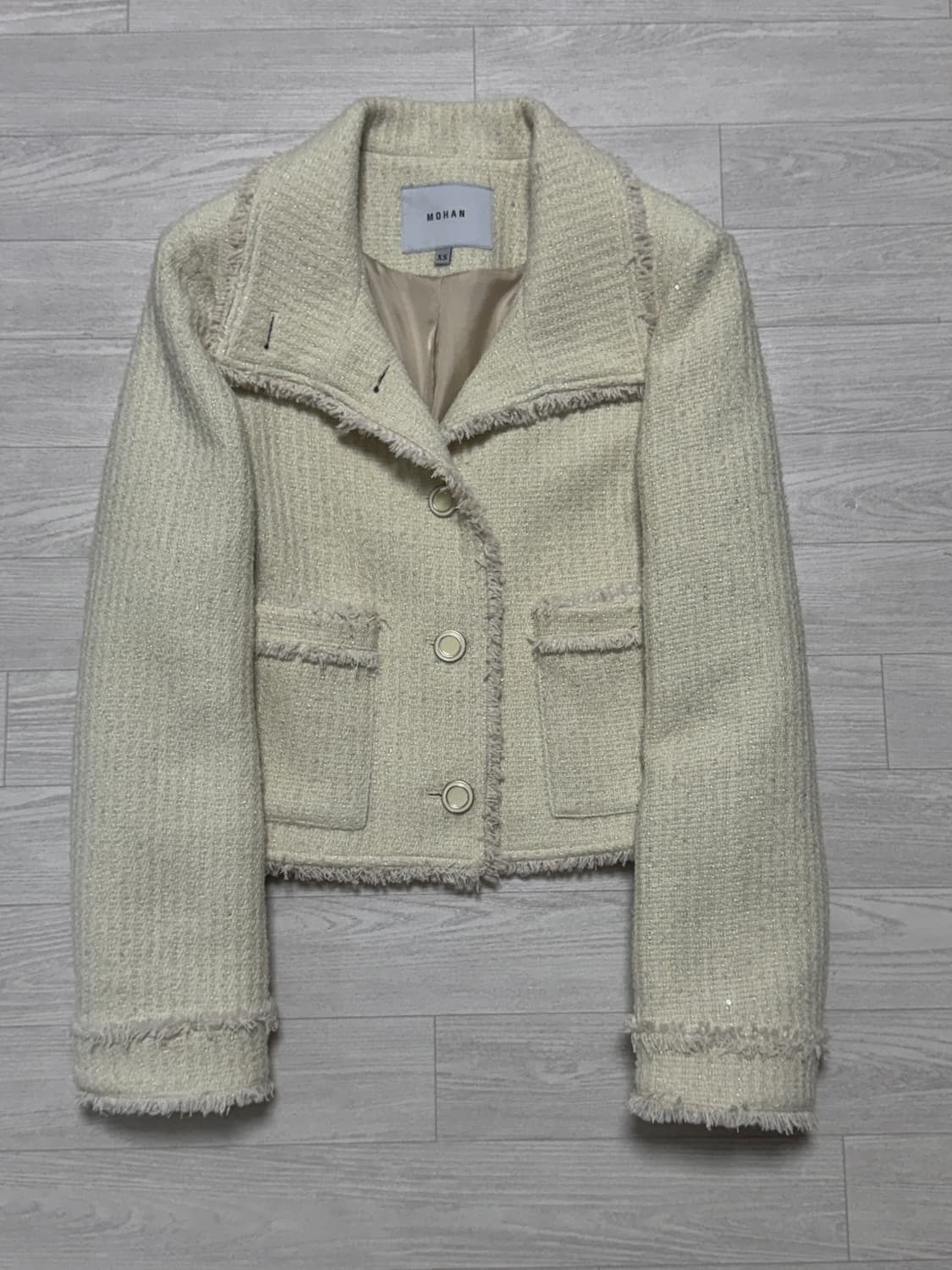 모한 RTS 프린지 하이넥 트위드 아이보리 상품이미지2