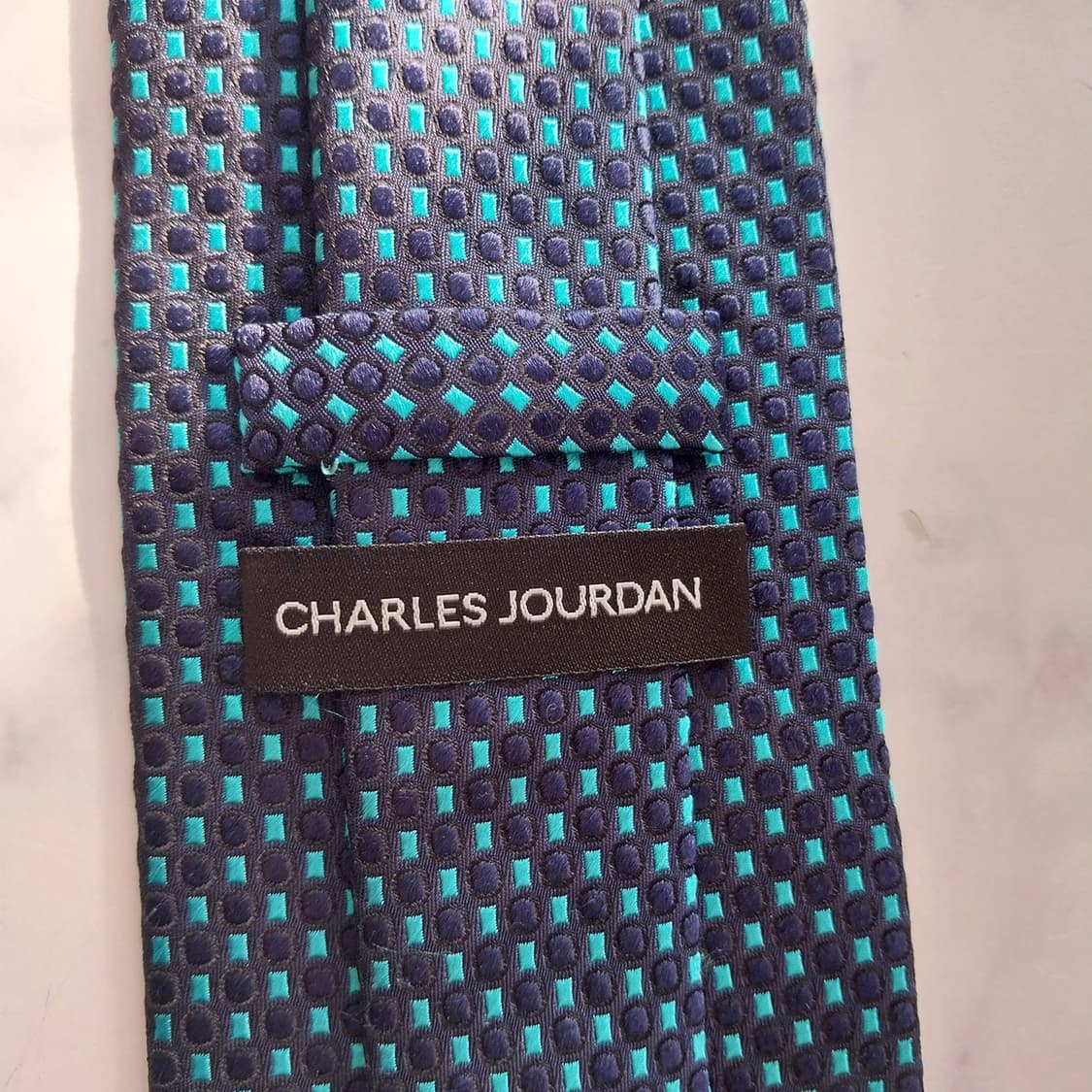 샤를주르당 실크 블루 자카드 넥타이 9.0cm A+등급 K1992 상품이미지9