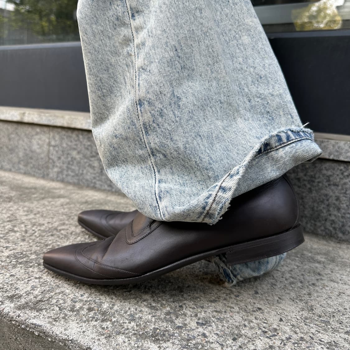 00s 빈티지 구찌 가죽 포이트 토 로퍼 상품이미지8