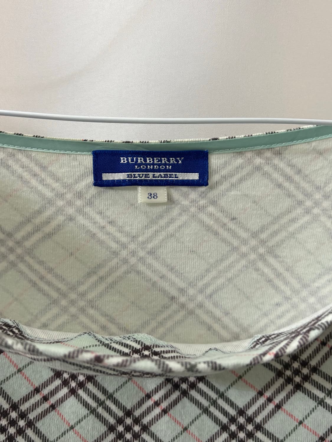 Burberry Blue Label 민트 체크 보트넥 탑 상품이미지6