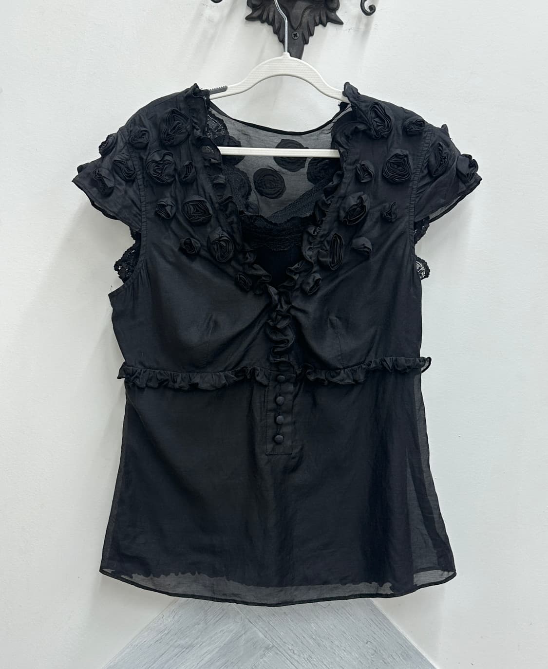 🖤지뢰계 블랙 코디세트🖤 공겜여주 블랙갸루 블라우스 쇼콜라 마계 상품이미지4