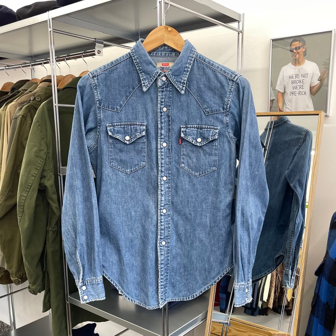 90s 리바이스 우먼스 데님 웨스턴 셔츠 (S) 상품이미지2