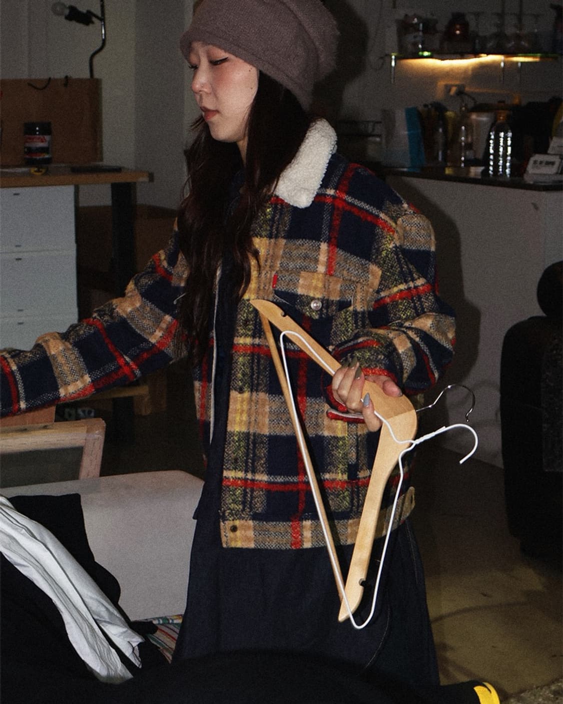 LEVI'S, SHERPA PLAID TRUCKER (S) FOR WOM 상품이미지1