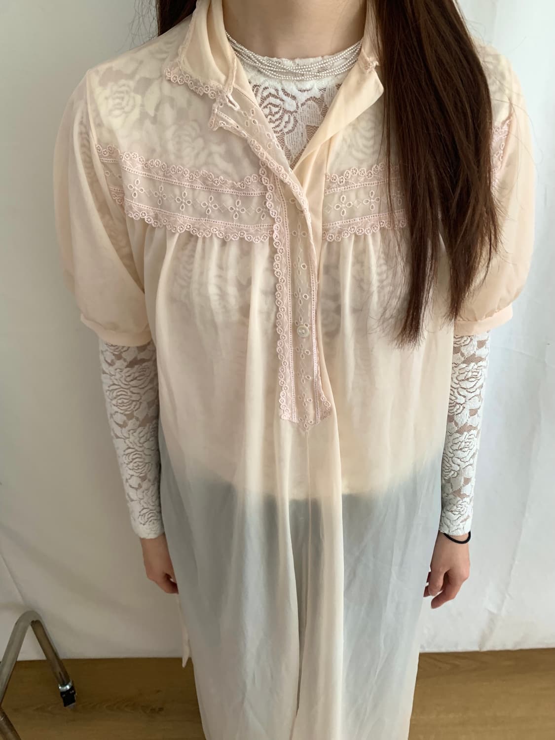 Peach lace Europe vintage dress 상품이미지1