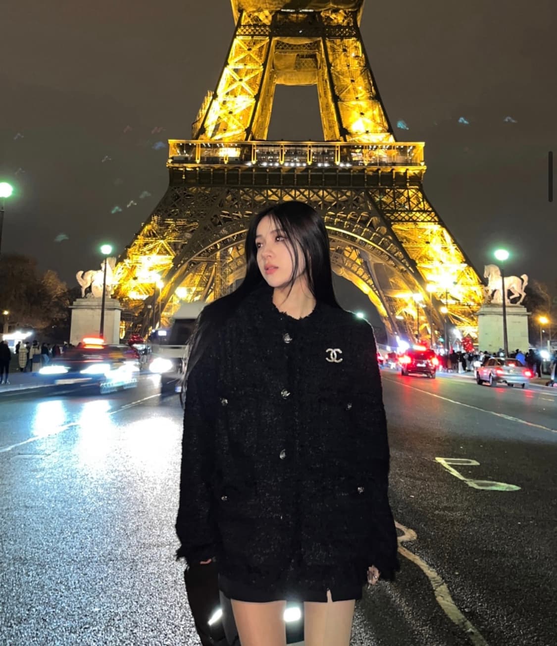 카키포인트 오버핏 엔티크 앤티크 블랙 롱 트위드 자켓 상품이미지1