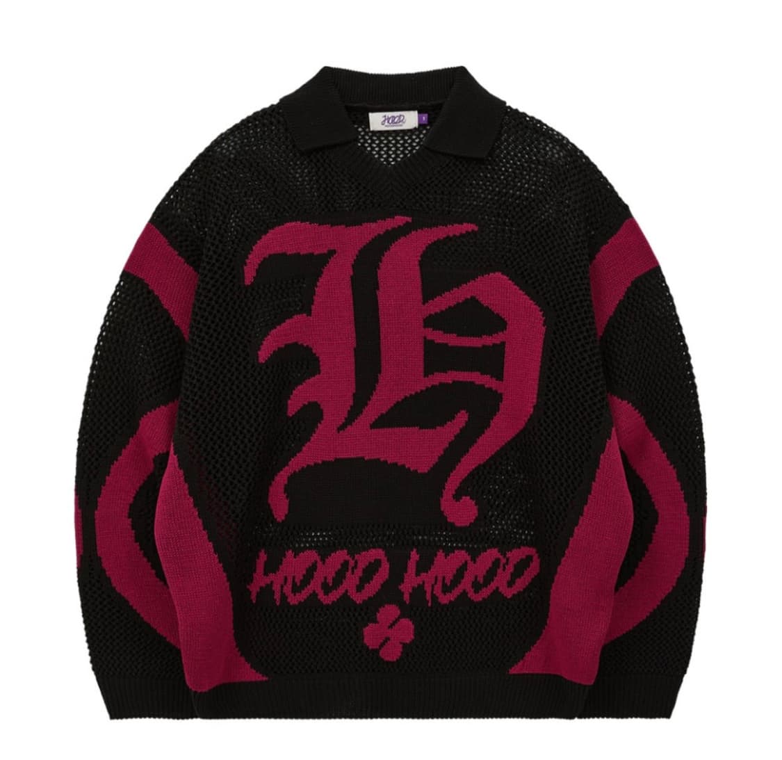 후드후드 H카라 스카시 니트 블랙 상품이미지2