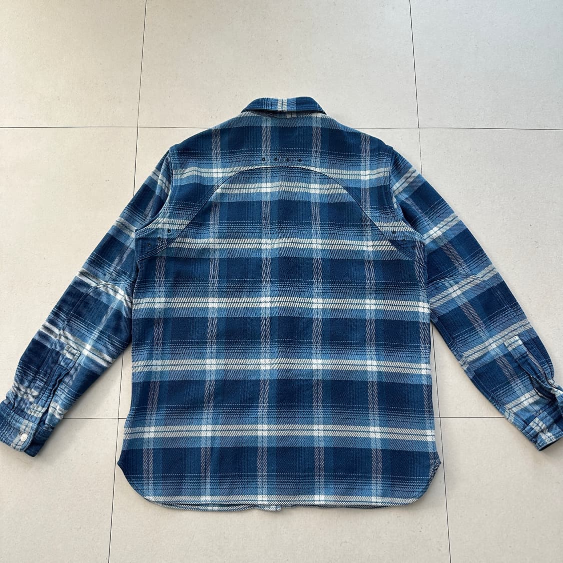 폴로 랄프로렌 플래드 플란넬 인디고 워크 셔츠 L QR인증  상품이미지8