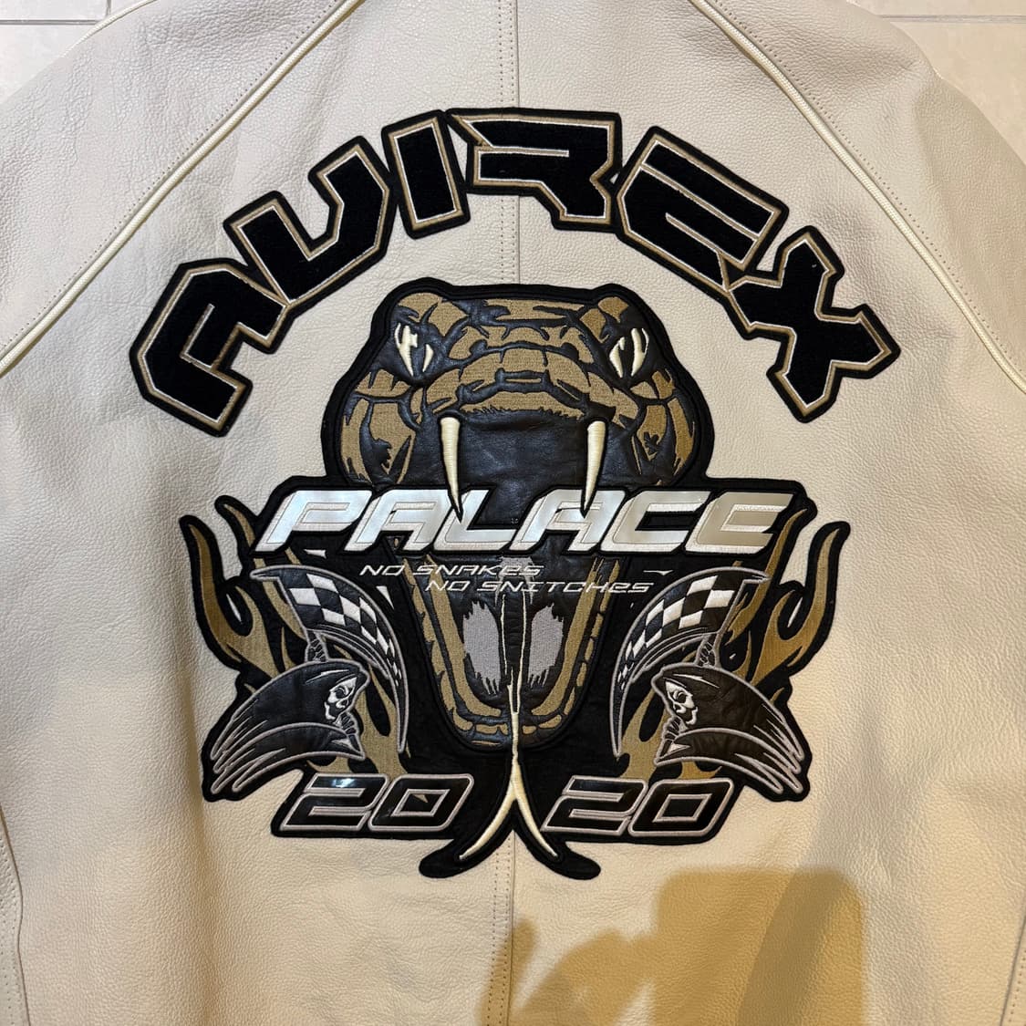 팔라스 아비렉스 노스네이크 가죽 자켓 화이트 XL 상품이미지6