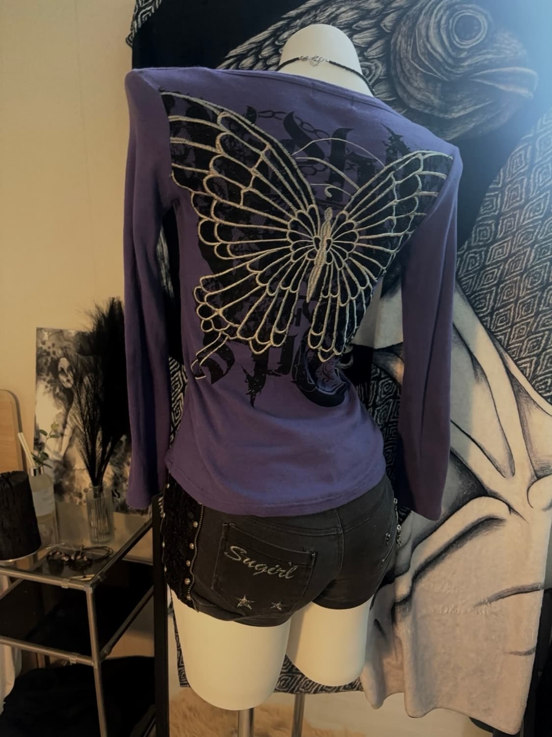 vintage funk top denim shorts set 상품이미지1