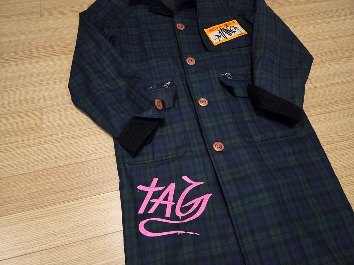 그라피스트 만지 그래피티 체크 롱 코트 상품이미지4