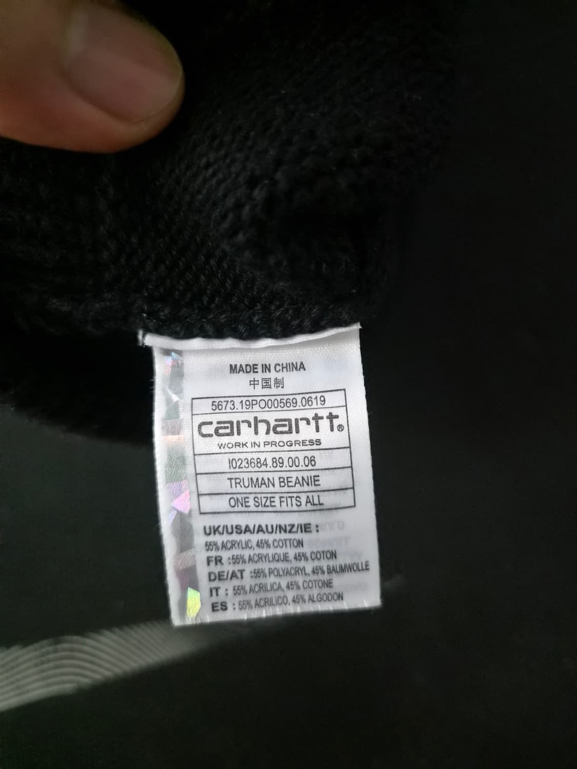[정품/풀태그] 칼하트 WIP 트루먼 비니 블랙 상품이미지3