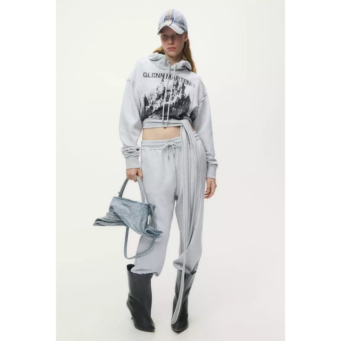 H&M 글렌마틴스 * 타이 디테일 프린트 후디 * 그레이 * M 상품이미지6