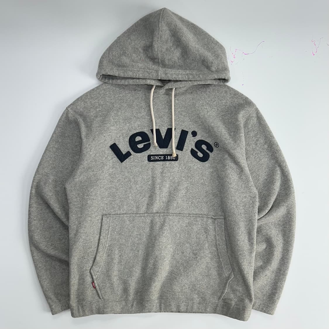 Levis 리바이스 네이비 로고 그레이 후리스 후드티  상품이미지3