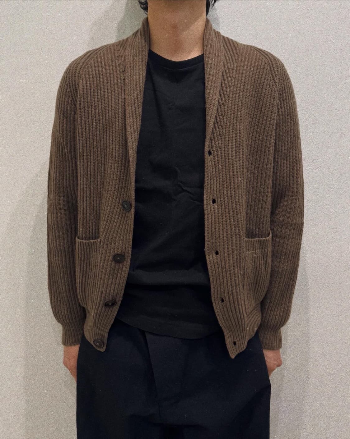 솔로이스트 14aw 캐시미어 숄카라 가디건 상품이미지3