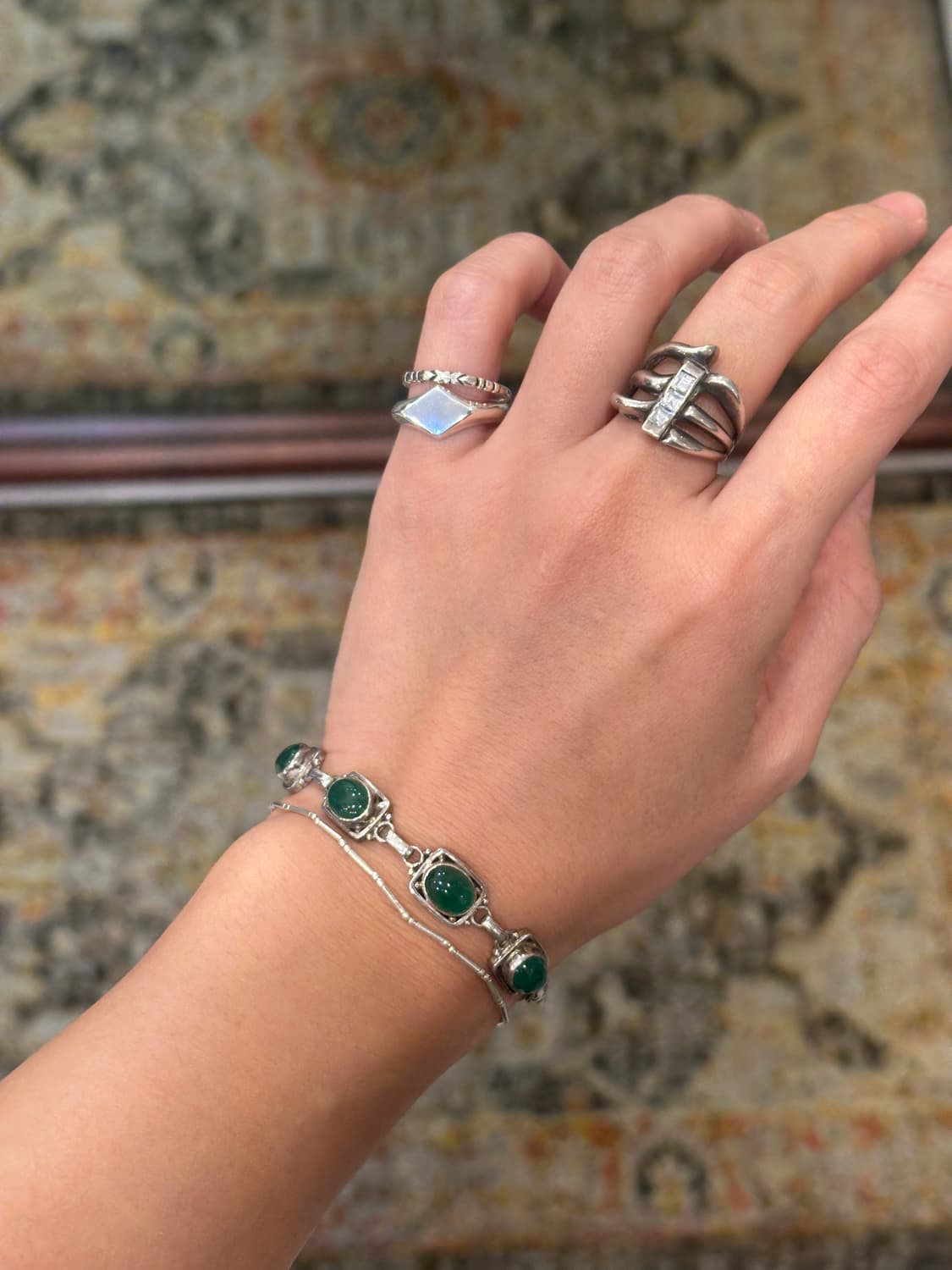 Vintage Green Quartz 925Silver Bracelet 상품이미지7