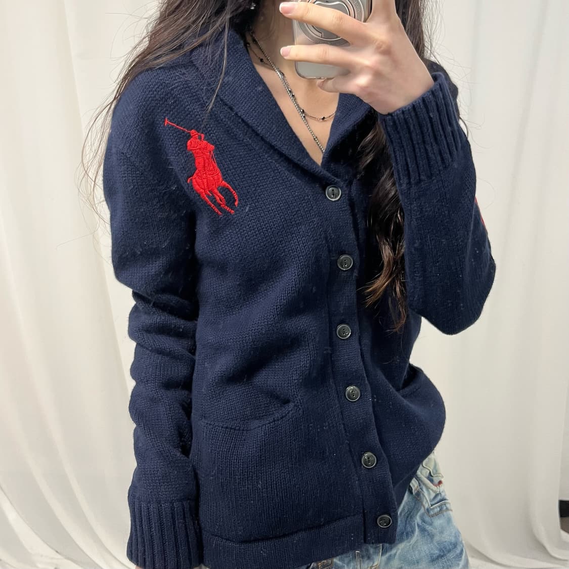 Polo Navy Big Pony Shawl Collar Cardigan 상품이미지3