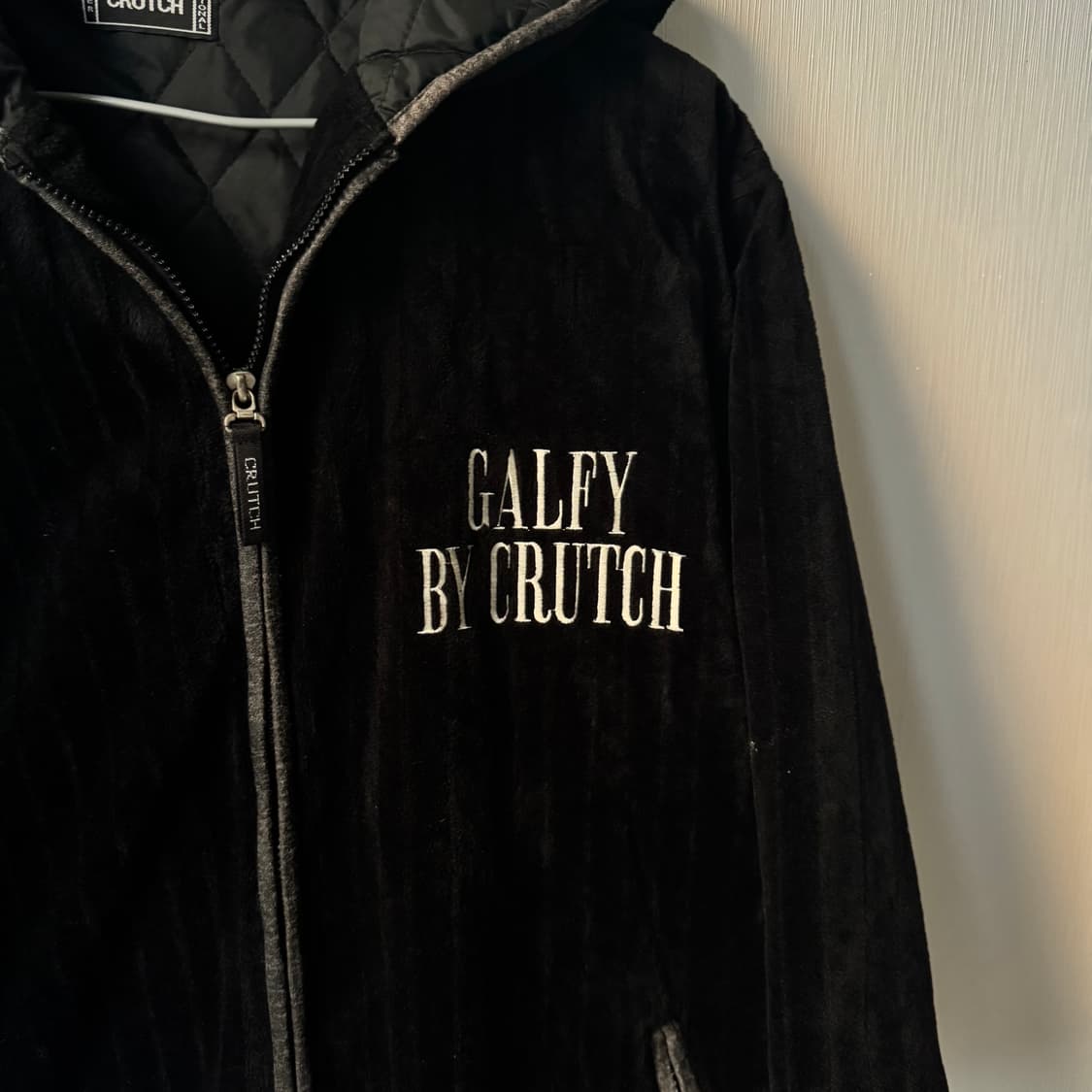 Galfy 빅로고 벨벳 스트라이프 후드집업 점퍼 갸루 펑크 올드스쿨 상품이미지3