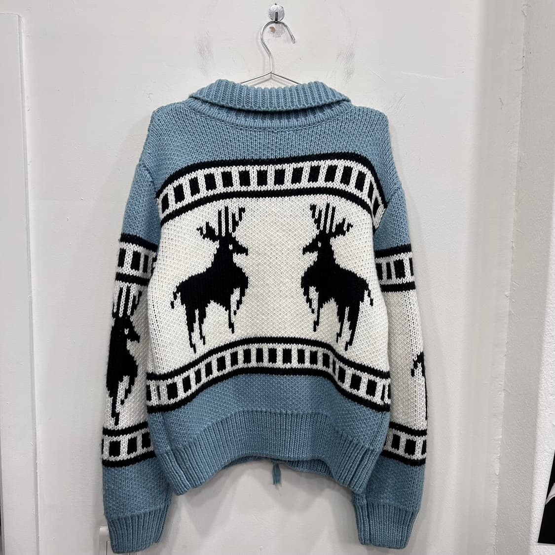 파르티멘토 헤비코튼 노르딕패턴 코위찬 니트집업 상품이미지5