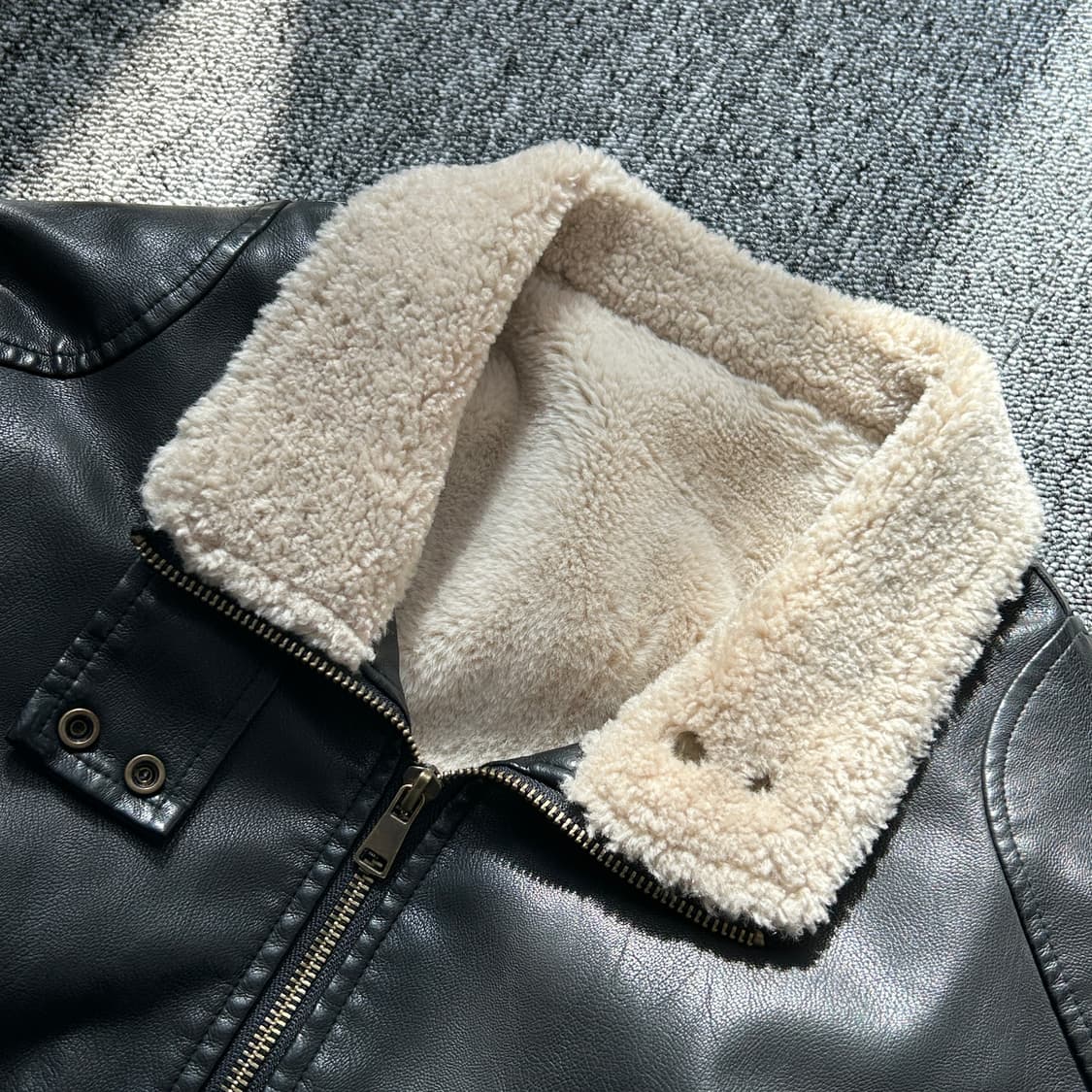 빈티지 블랙 레더 무스탕 자켓 상품이미지4