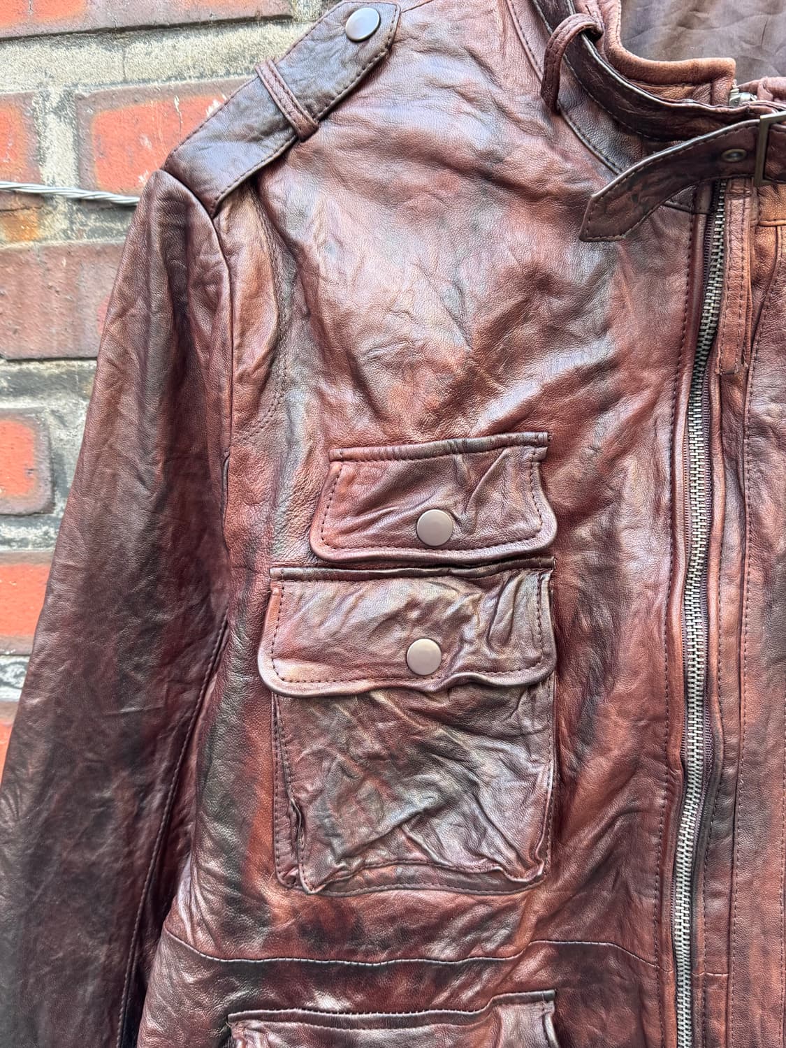 Leather 멀티포켓 디테일 라이더 가죽자켓 상품이미지6