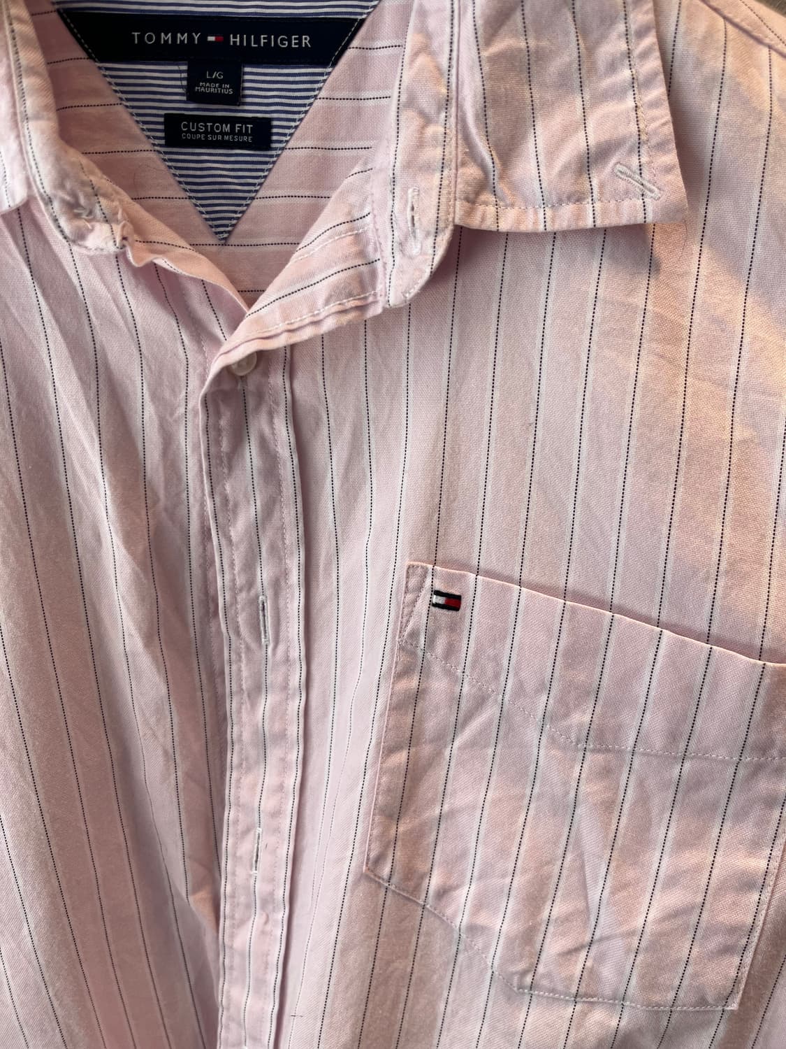 타미 힐피거 핑크 스트라이프 커스텀 핏 셔츠 상품이미지2