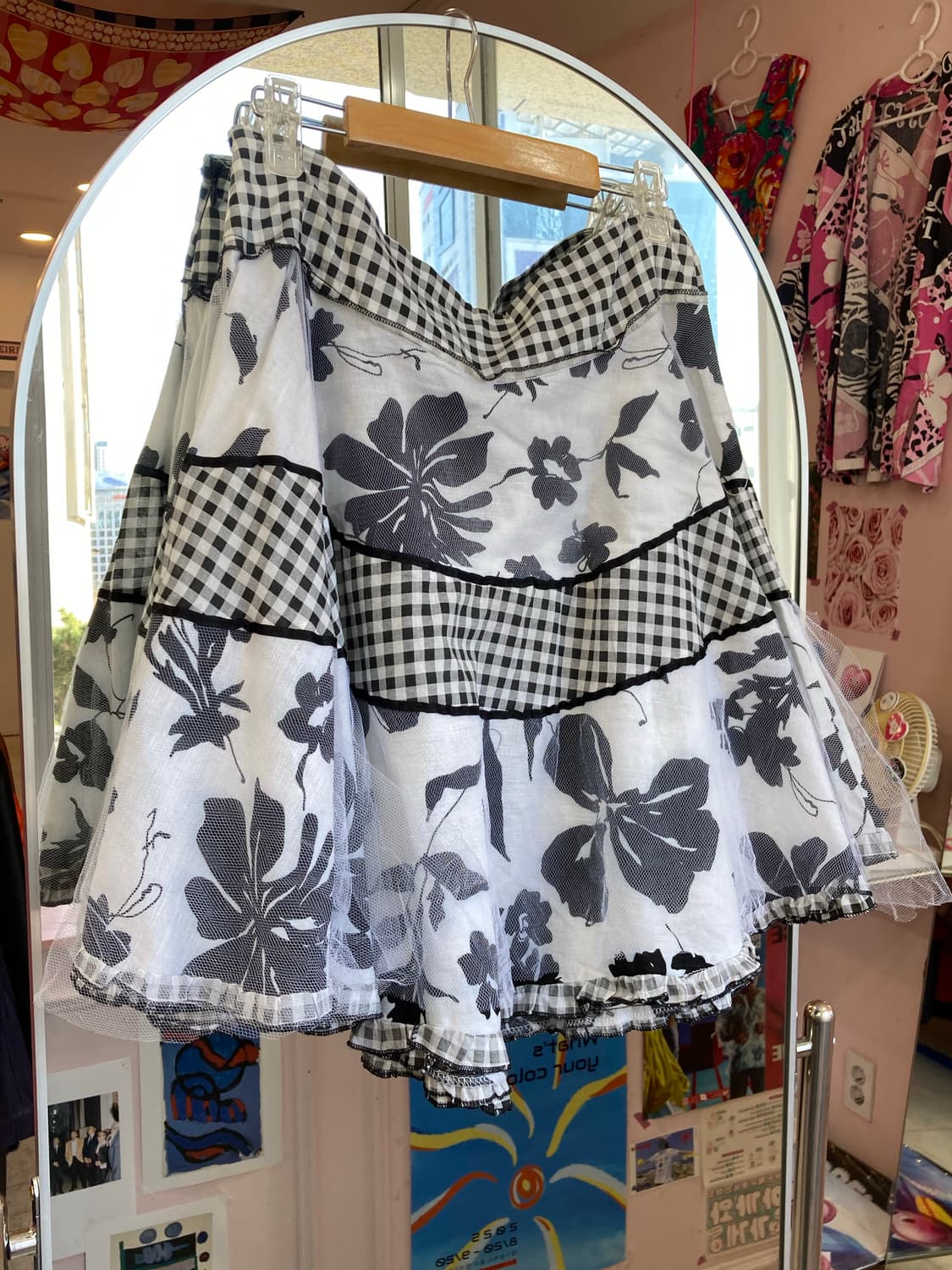 플라워 체크 레이스 스커트 상품이미지5