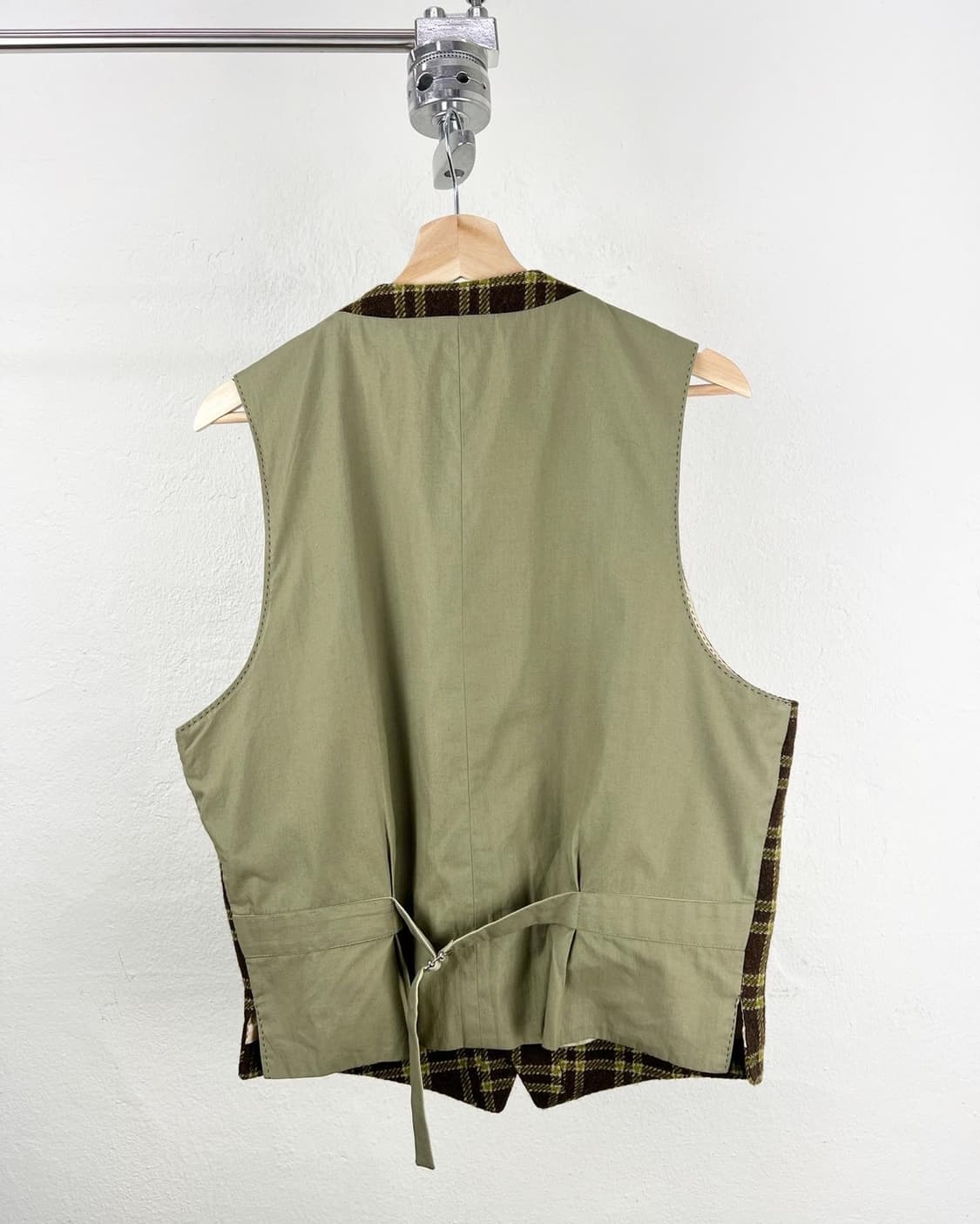 폴 스미스 브라운 체크 울 레이온 베스트 자켓 상품이미지5