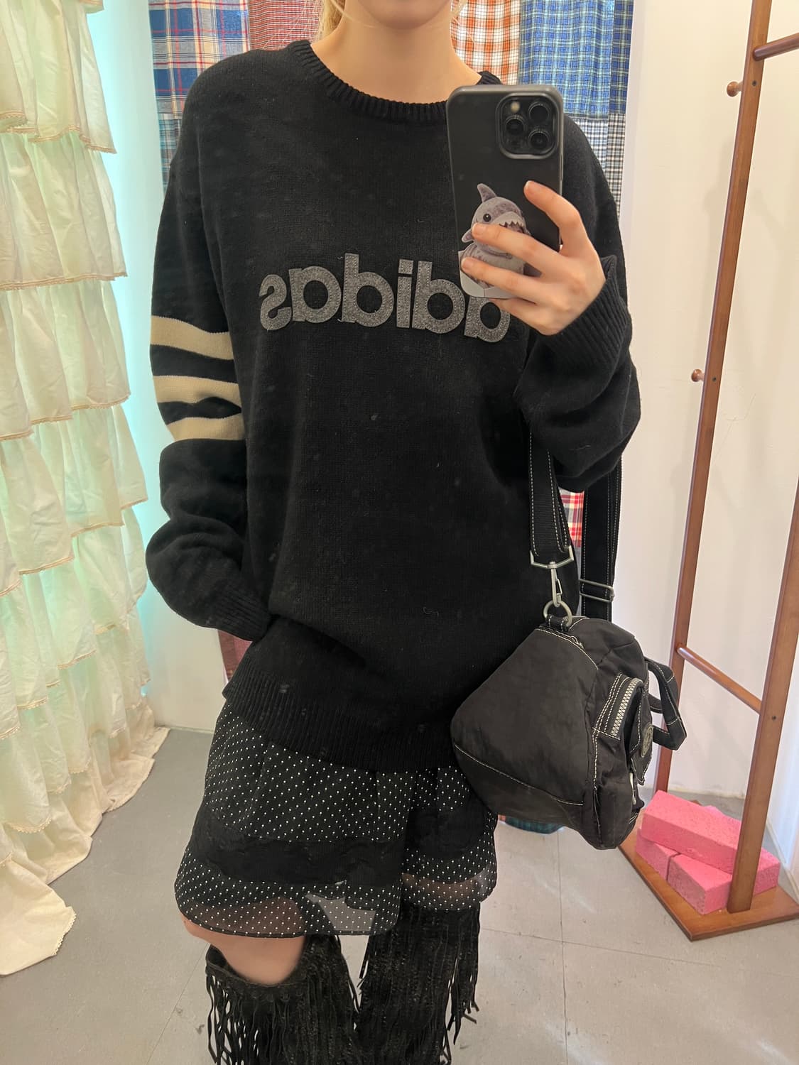 아디다스 로고 블랙 니트  상품이미지2