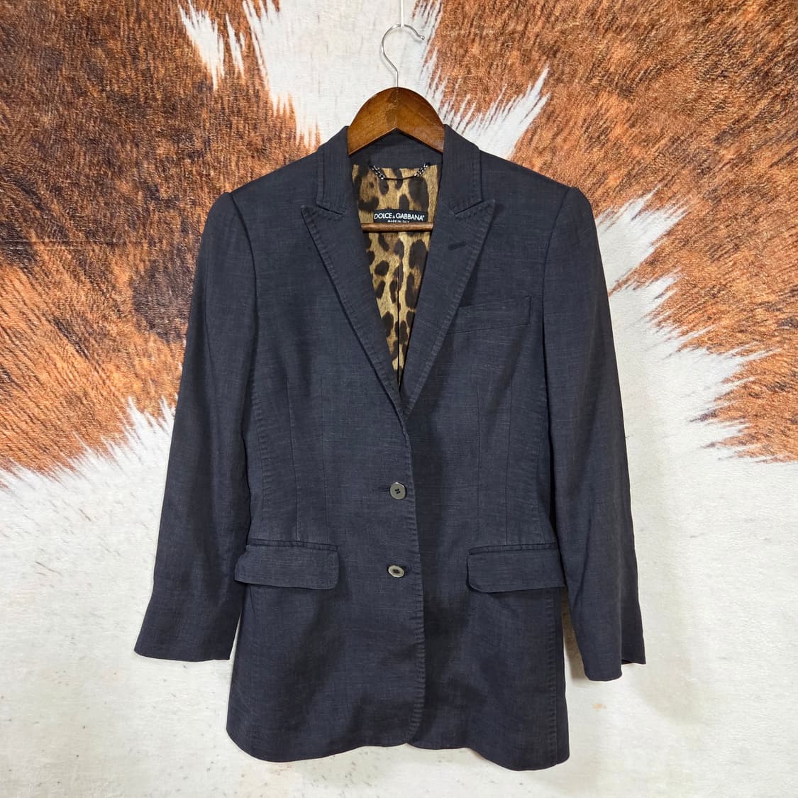 돌체앤가바나 호피안감 네이비 슬림핏 블레이저 자켓 상품이미지1