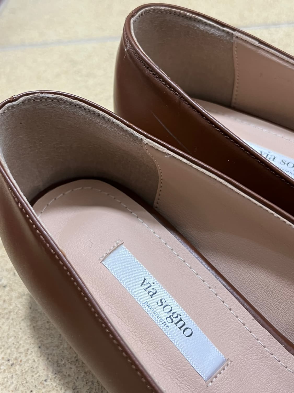 브라운 소가죽 로퍼 갈색 235 비아소뇨 리비아 구두 단화 3cm 키높이 상품이미지5