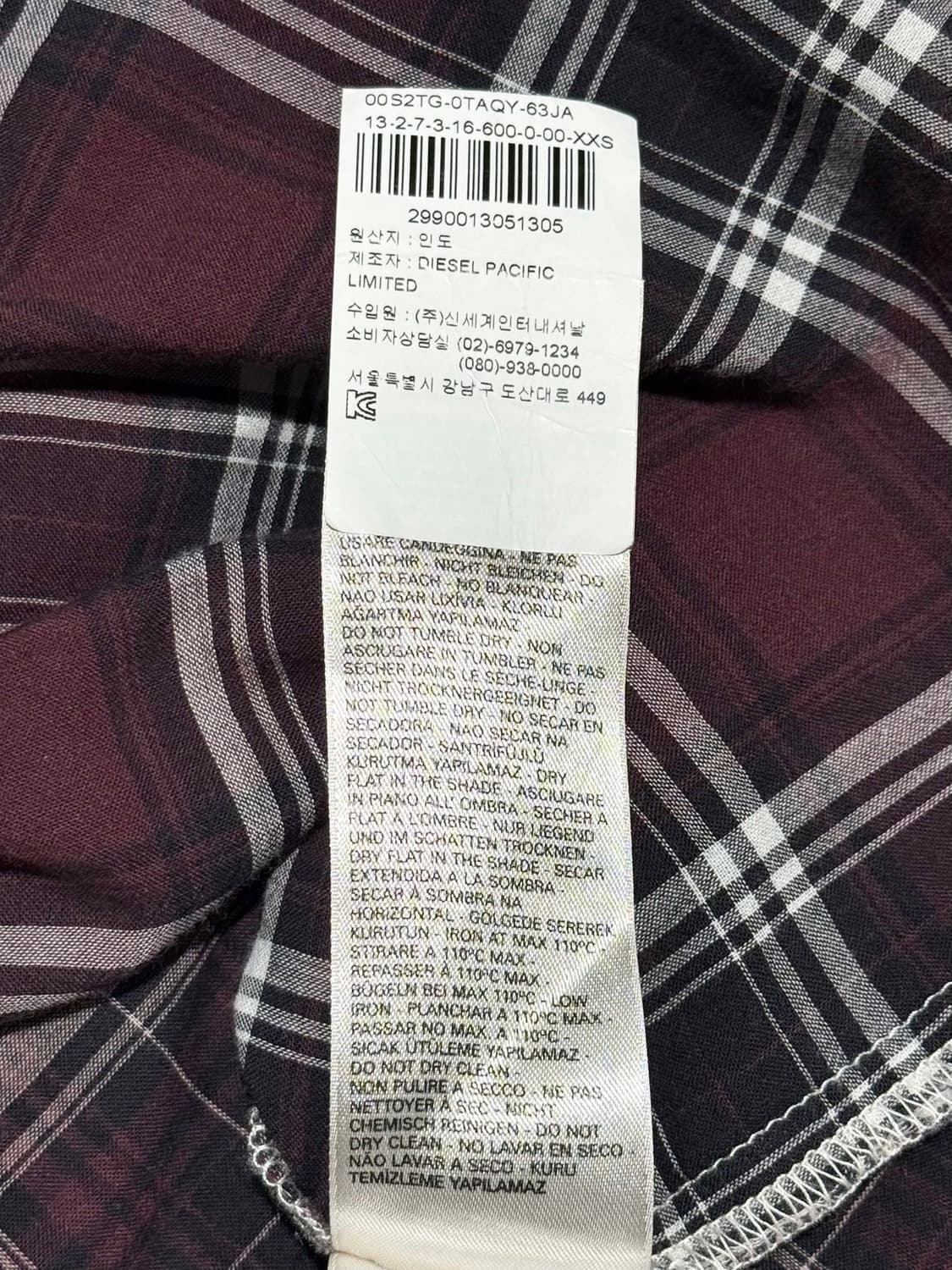 디젤 패치워크 체크 셔츠 원피스 상품이미지7