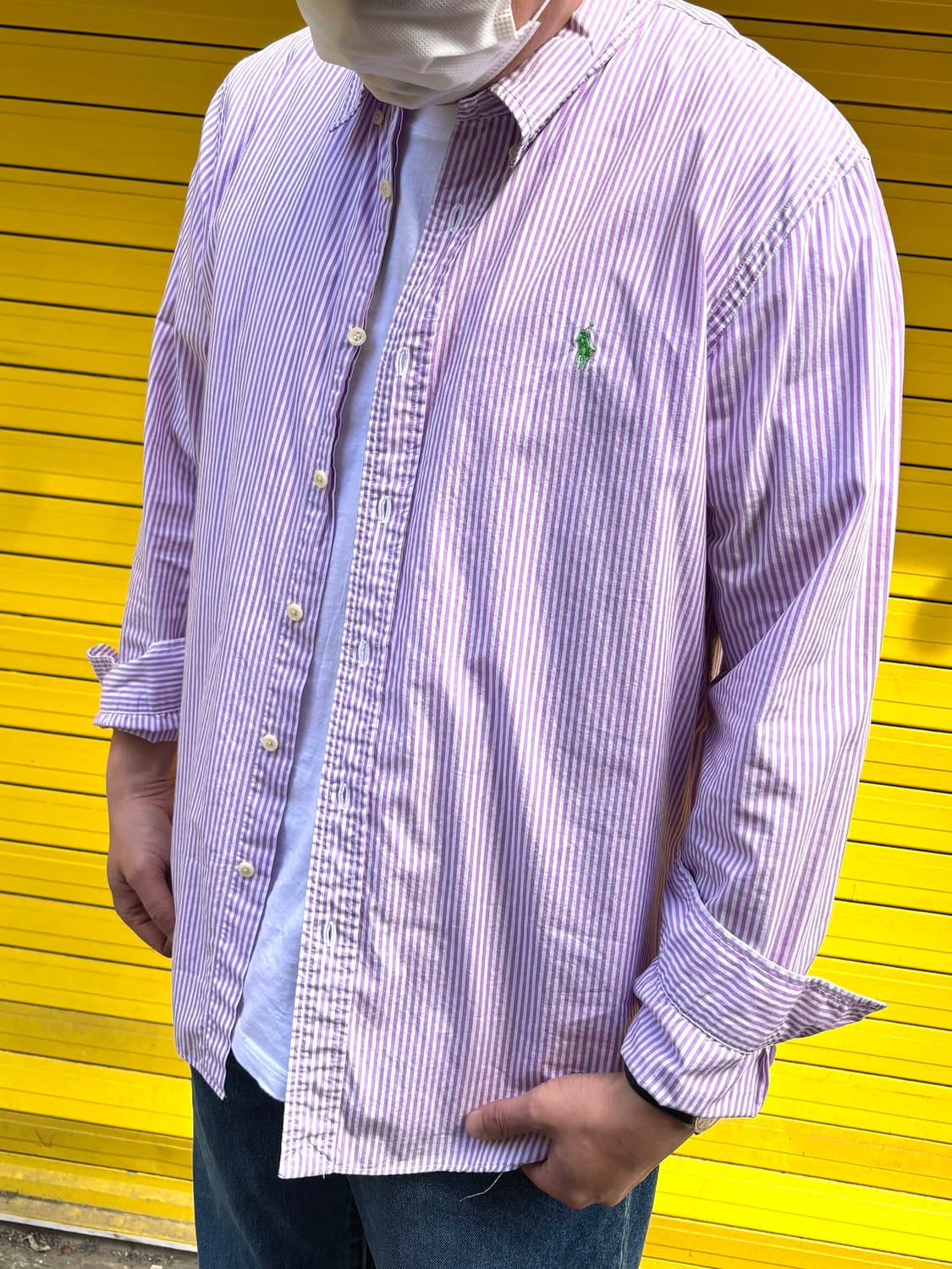 폴로 랄프로렌 스트라이프 셔츠 슬림핏 퍼플 XL 상품이미지2