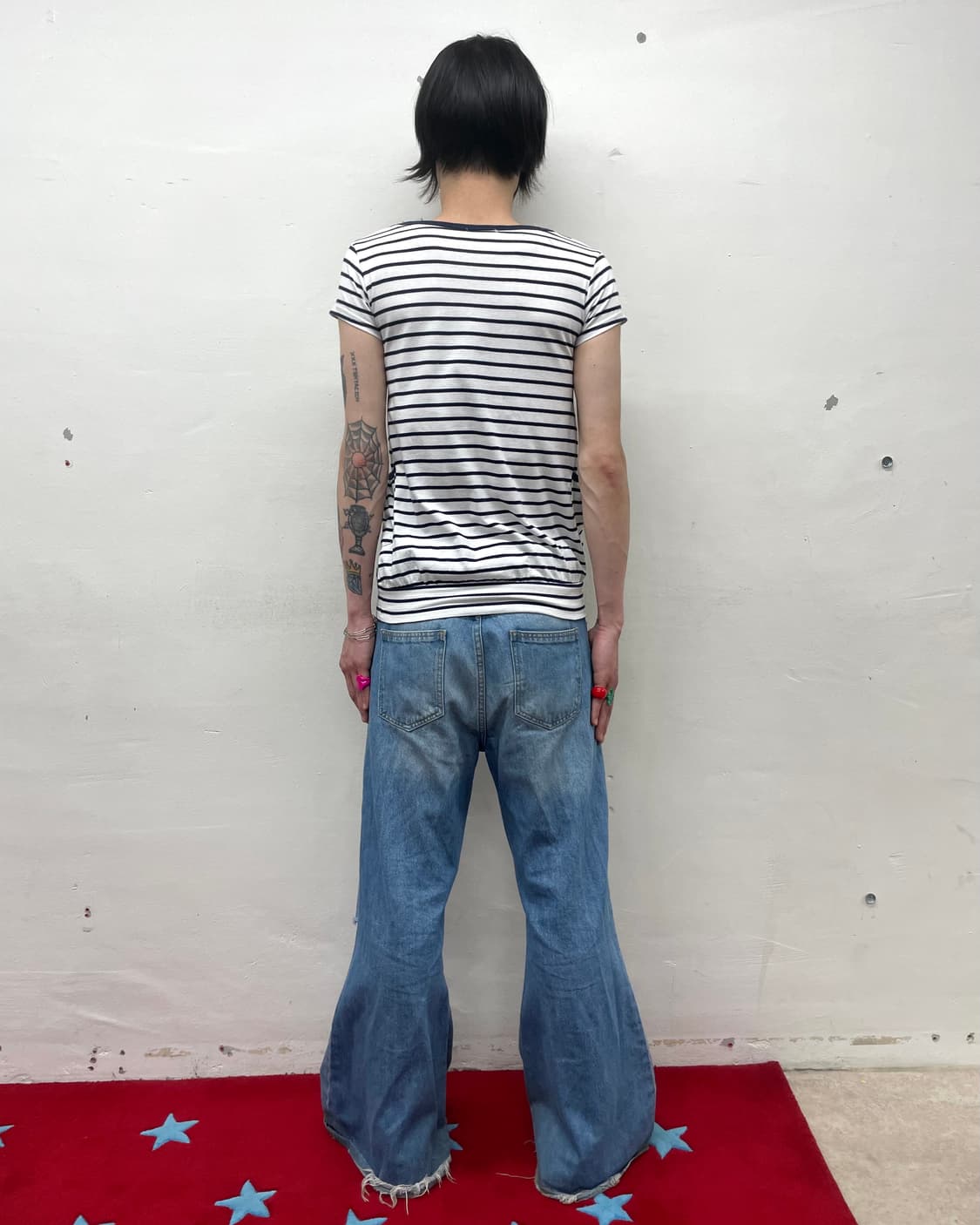 Stripe pocket gray shoulder T-shirt  상품이미지6