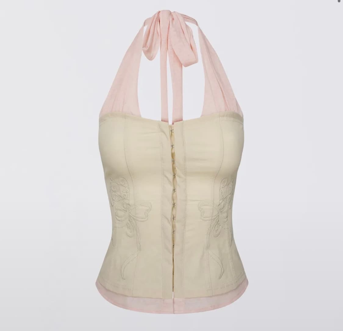 스컬프터Farm Corset Halter Top Raw/Baby Pink 상품이미지1