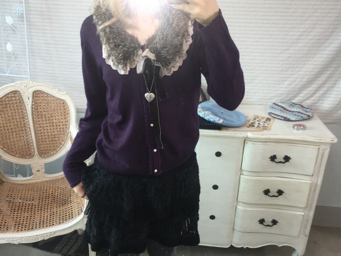 axes femme purple lace fur-collar ribbon 상품이미지6