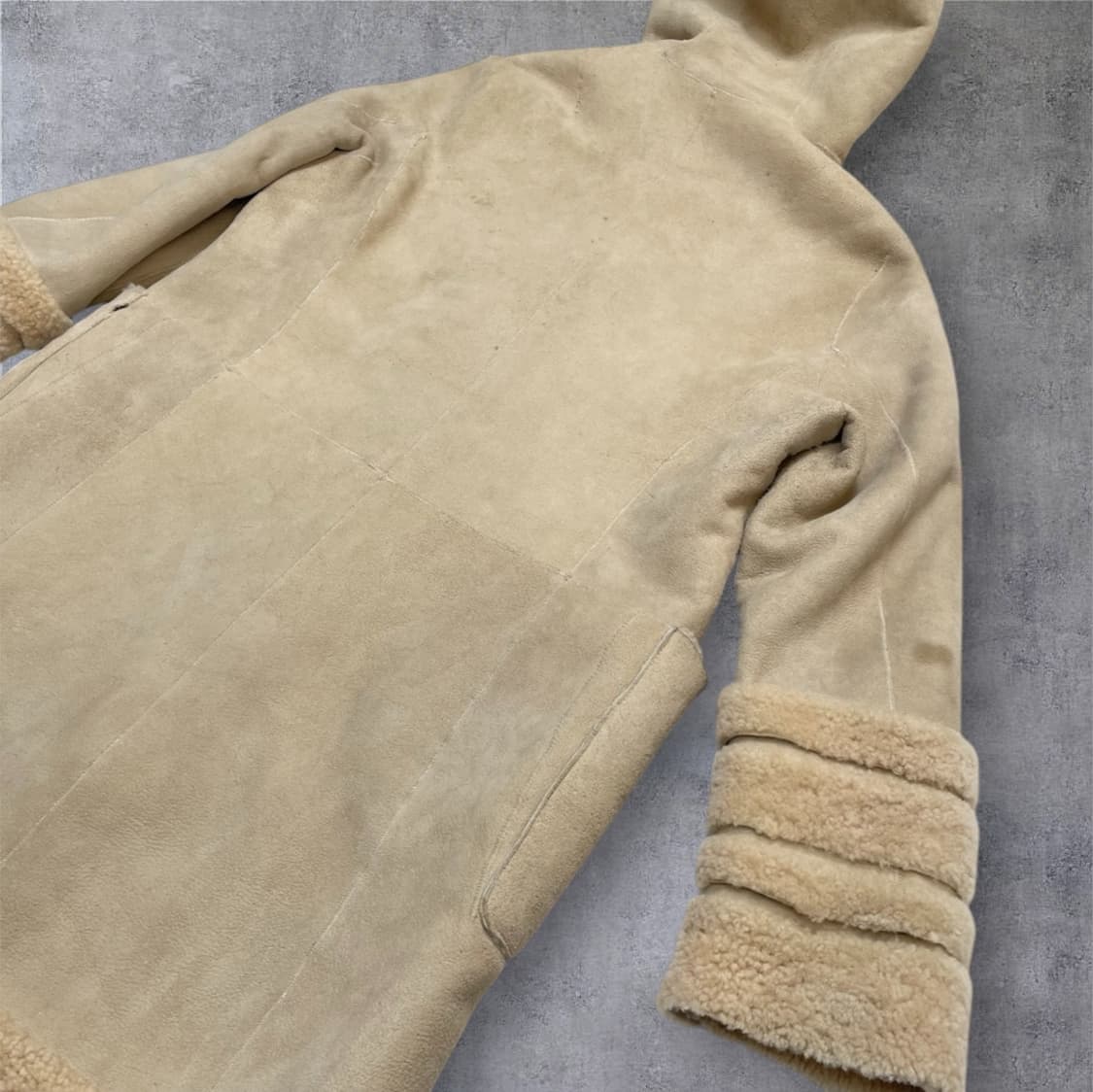 디케이엔와이 DKNY 베이지 후드 무스탕 롱코트 상품이미지8