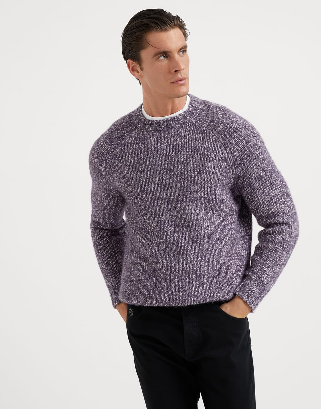 (새상품,강추👍)브루넬로쿠치넬리 리브드 캐시미어 스웨터 퍼플 니트 상품이미지5