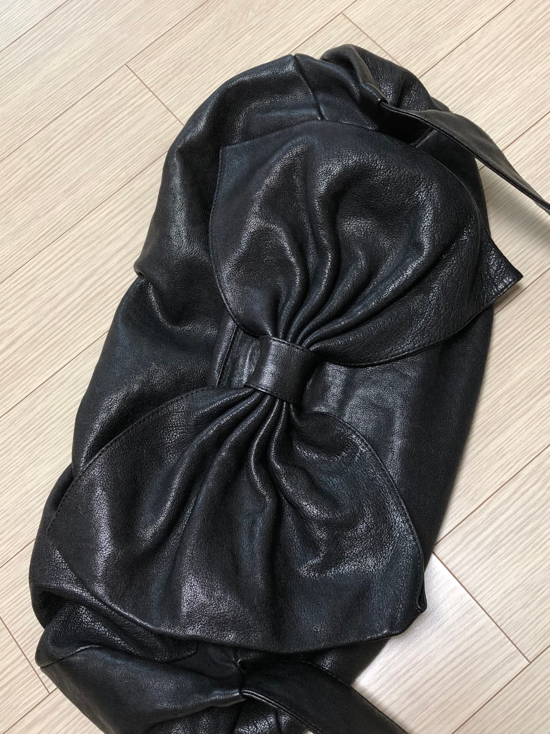 2way 검정 리본 가죽 가방 레더 숄더백 크로스백 상품이미지2