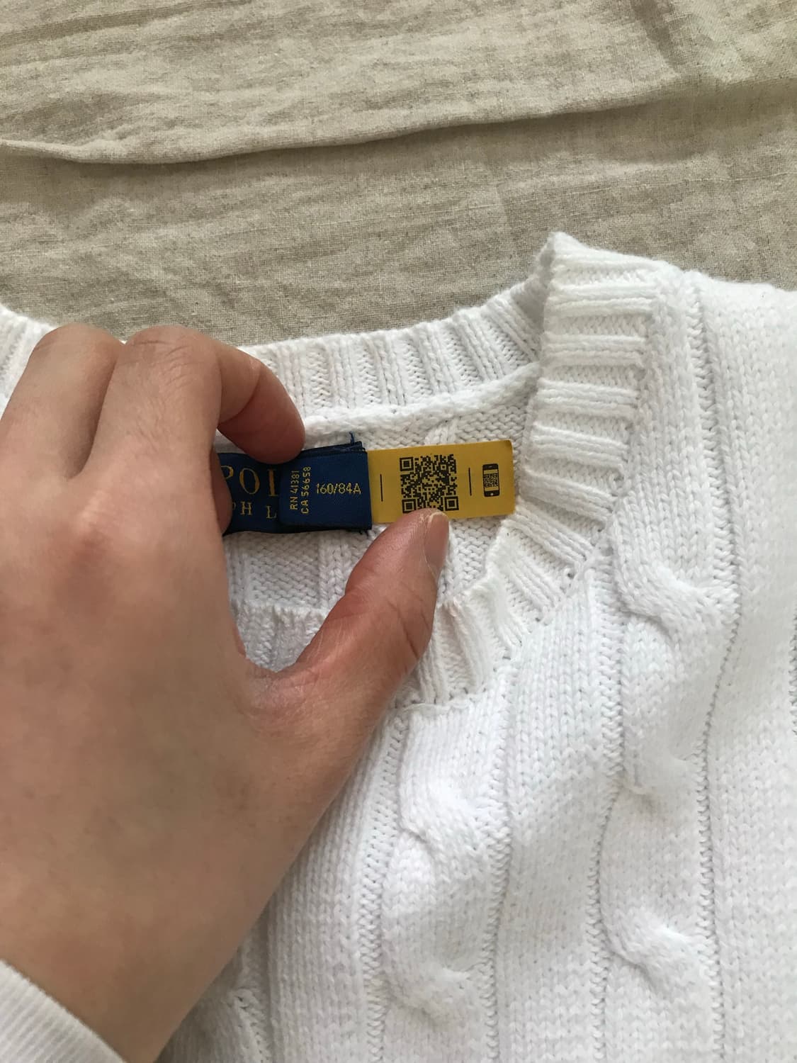 폴로 랄프로렌 포니로고 케이블 화이트 니트 반팔 상품이미지8